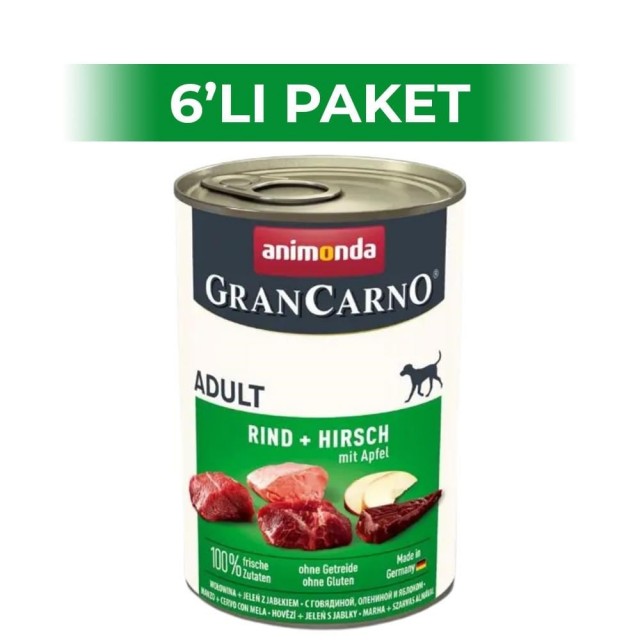 Animonda Gran Carno Geyikli ve Elmalı Yetişkin Köpek Konservesi 400 gr 6 Adet