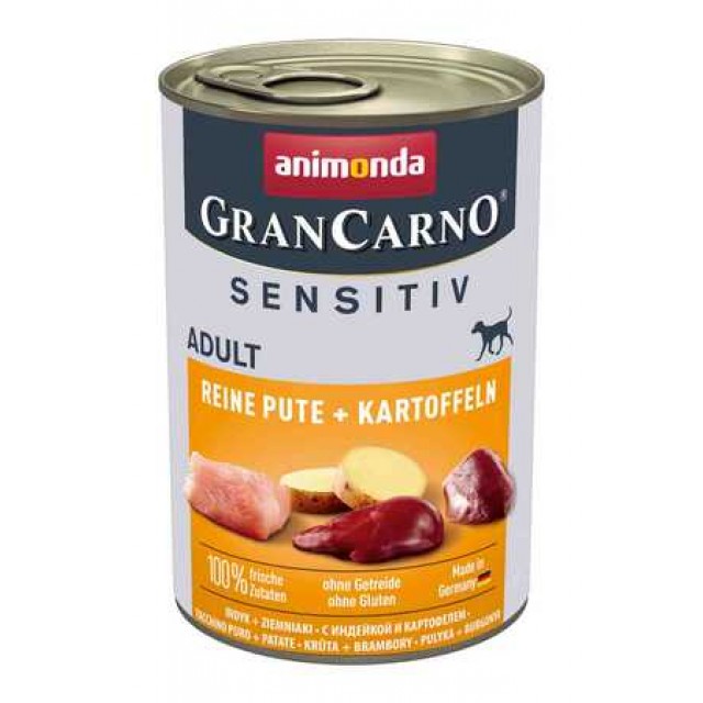 Animonda Gran Carno Sensitive Hindili Ve Patatesli Yetişkin Köpek Konservesi 400gr
