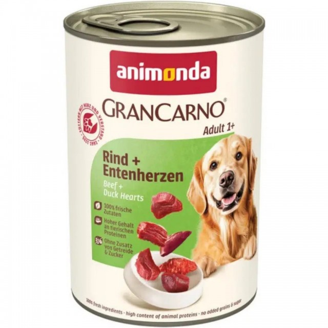 Animonda Gran Carno Sığır Etli ve Ördek Yürekli Köpek Konservesi 400 Gr