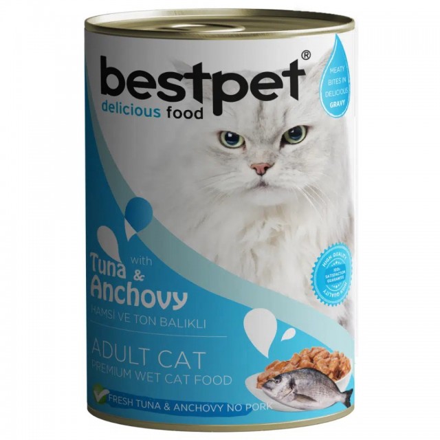 Bestpet Tuna Ve Hamsi Balıklı Yetişkin Kedi Konservesi Gravy 400 Gr