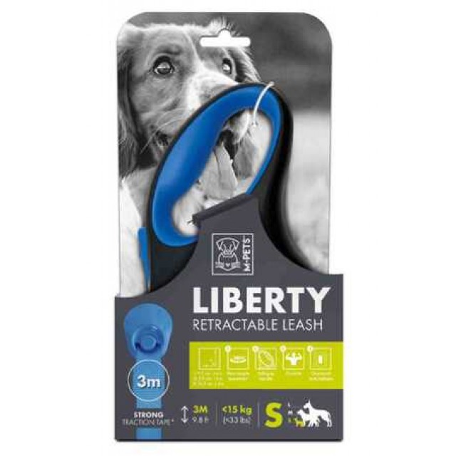M-Pets Liberty Otomatik Şerit Gezdirme Kayışı Mavi 3m S