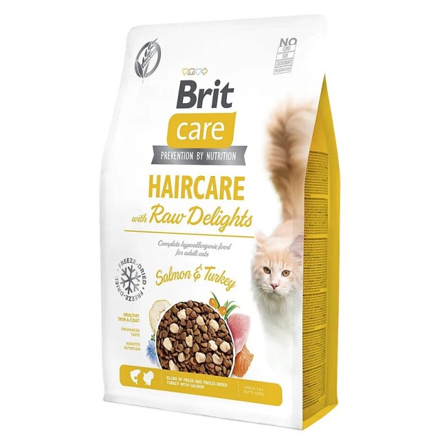 Brit Care Haircare Raw Delight Yetişkin Kediler İçin Somon ve Dondurularak Kurutulmuş Hindi Etli Mama 2kg