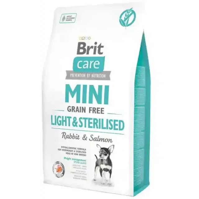 Brit Care Mini Light Tahılsız Tavşan ve Somonlu Kısırlaştırılmış Yetişkin Köpek Maması 2kg