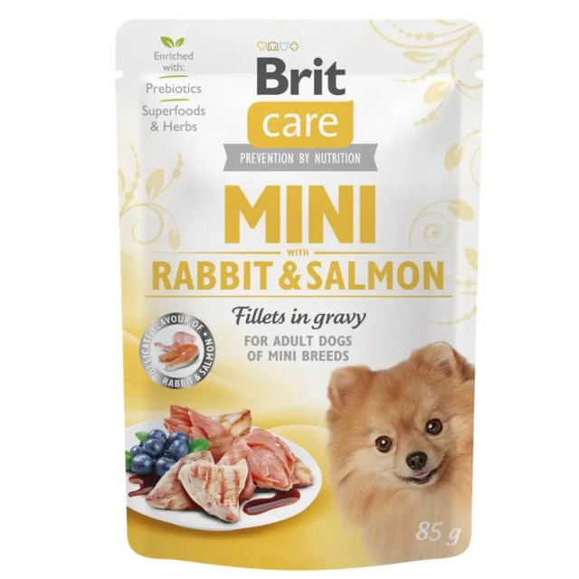 Brit Care Mini Tavşan ve Somonlu Soslu Küçük Irk Yetişkin Köpek Yaş Maması 85gr