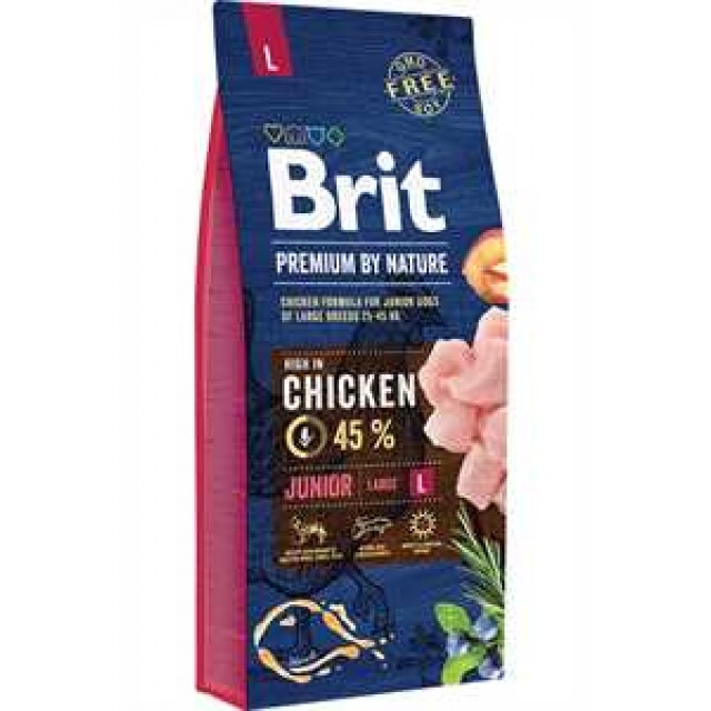 Brit Premium by Nature Tavuklu Büyük Irk Yavru Köpek Maması 15kg