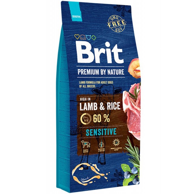 Brit Premium by Nature Kuzu Etli Ve Pirinçli Hassas Yetişkin Köpek Maması 15kg