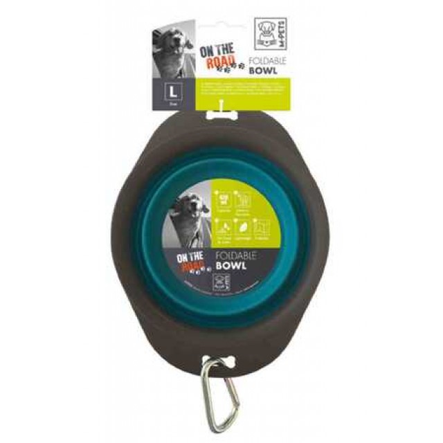 M-Pets On The Road Katlanabilen Mama Kabı 1230ml (L) Turkuaz/Kahverengi