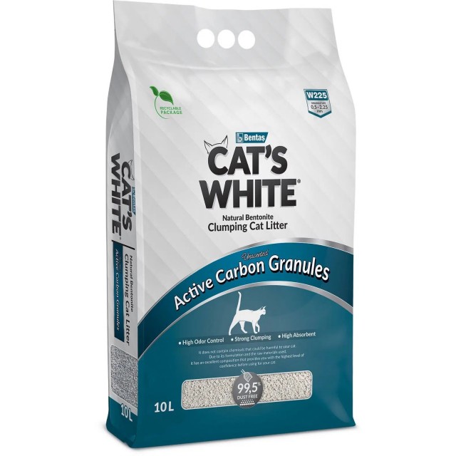 Cats White Aktif Karbonlu Tozsuz Kedi Kumu 10 Lt