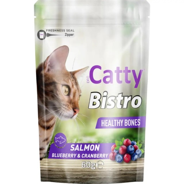 Catty Bistro Healthy Bones Somonlu Yaban Mersinli ve Kızılcıklı Kedi Ödülü 60 Gr
