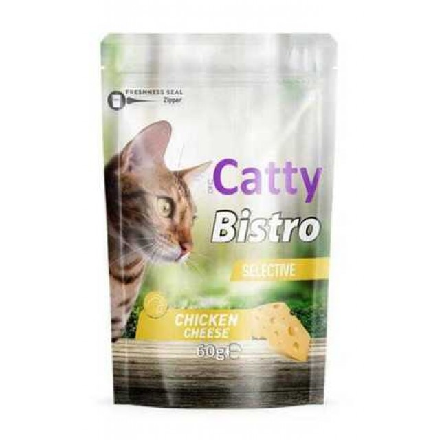 Catty Bistro Seçici Kediler İçin Tavuklu ve Peynirli Kedi Ödül Maması 60gr