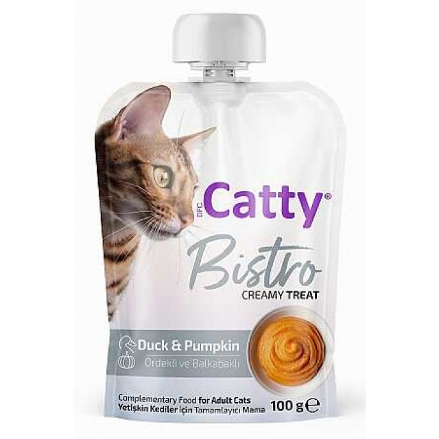 Catty Bistro Ördekli ve Balkabaklı Yetişkin Kediler İçin Sıvı Kedi Ödül Maması 100gr