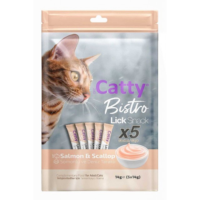 Catty Bistro Somonlu ve Deniz Taraklı Kedi Krema Ödülü 5x14gr