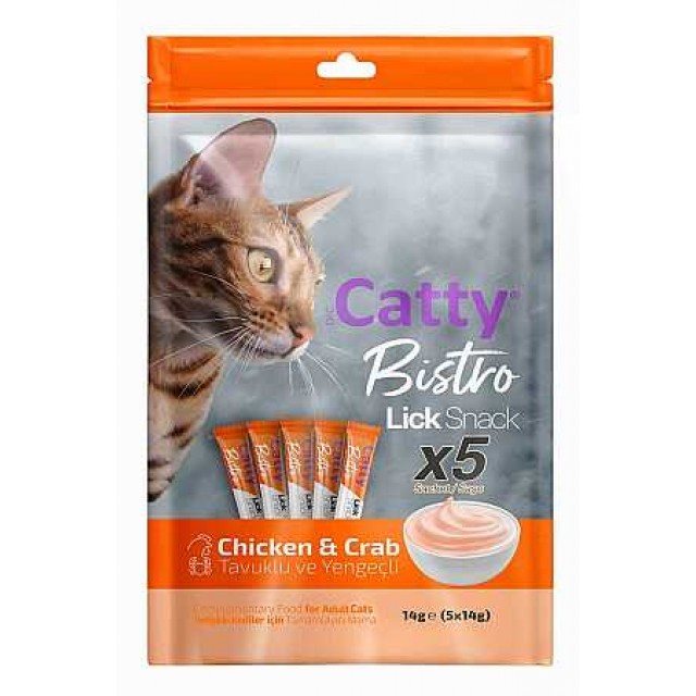 Catty Bistro Tavuklu ve Yengeçli Kedi Krema Ödülü 5x14gr