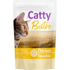 Catty Sos İçinde Et Parçacıklı Tavuklu Yetişkin Kedi Yaş Maması 85 Gr