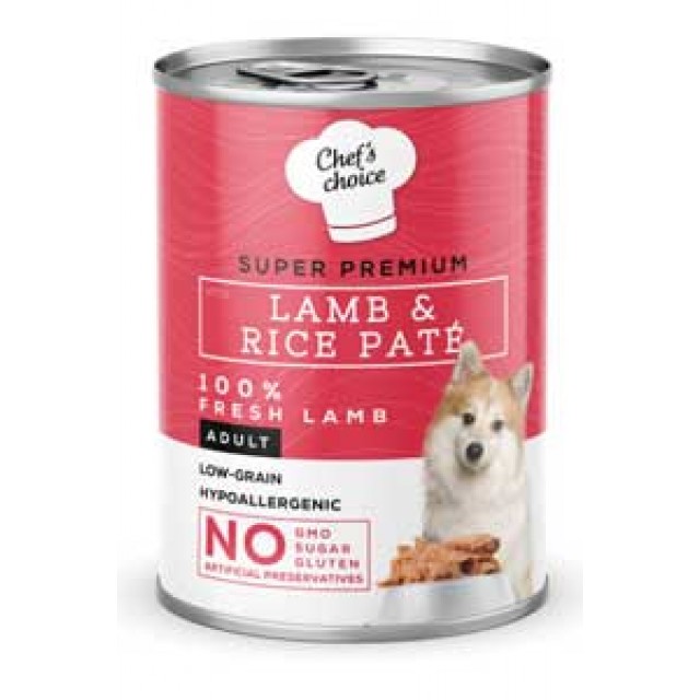Chefs Choice Kıyılmış Kuzulu ve Pirinçli Yetişkin Köpek Konservesi 400gr