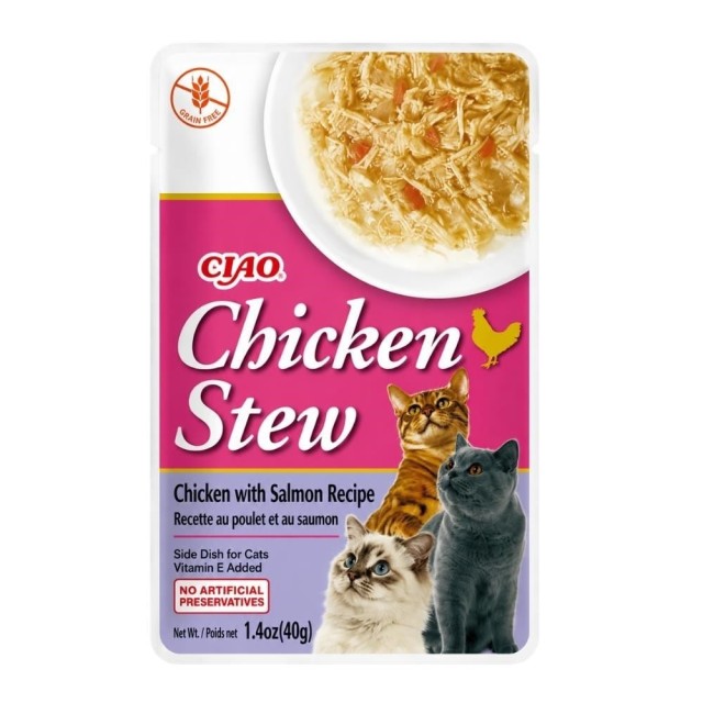Ciao Chicken Stew Tavuk Güveç ve Somon Balıklı Pate Yaş Kedi Maması 40 gr