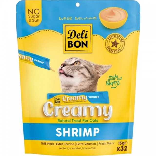 Delibon Creamy Shrimp Karidesli Sıvı Kedi Ödülü 32x15 Gr