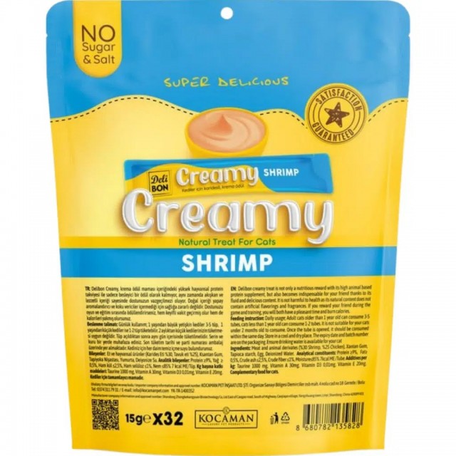 Delibon Creamy Shrimp Karidesli Sıvı Kedi Ödülü 32x15 Gr