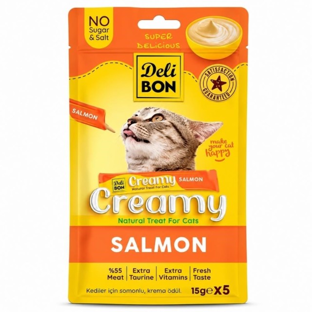 Delibon Creamy Somon Balıklı Sıvı Kedi Ödül Maması 5x15 gr