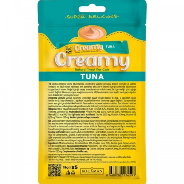 Delibon Creamy Tuna Ton Balıklı Sıvı Kedi Ödülü 5x15 Gr