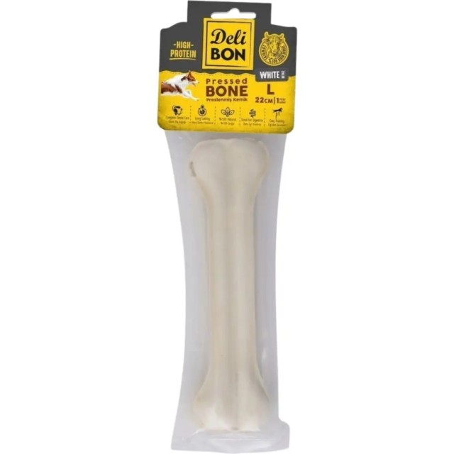 Delibon Pressed Bone Beyaz Kemik Köpek Ödülü 22 Cm