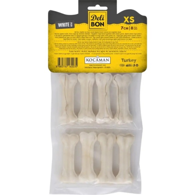 Delibon Pressed Bone Beyaz Kemik Köpek Ödülü 7 Cm 8 Li Paket