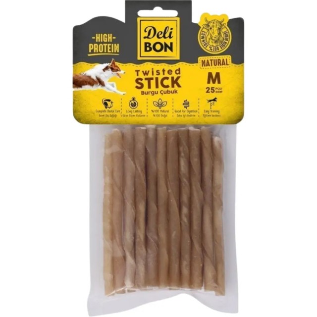 Delibon Twisted Stick Natural Kalın Burgu Çubuk Köpek Ödülü 25 Li Paket