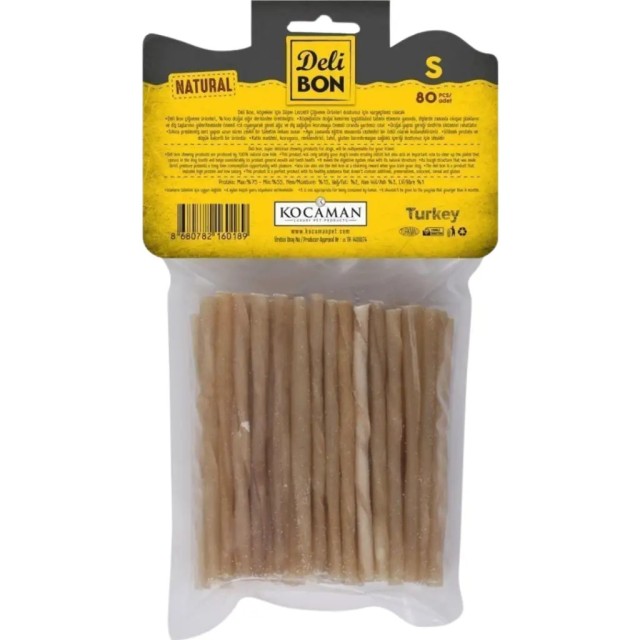 Delibon Twisted Stick Natural İnce Burgu Çubuk Köpek Ödülü 80 Li Paket
