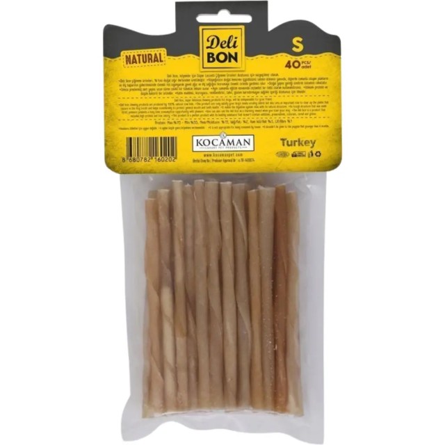 Delibon Twisted Stick Natural İnce Burgu Çubuk Köpek Ödülü 40 Lı Paket