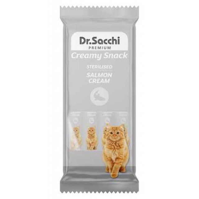 Dr.Sacchi Creamy Somonlu Kısırlaştırılmış Kediler İçin Sıvı Kedi Ödülü 4lü