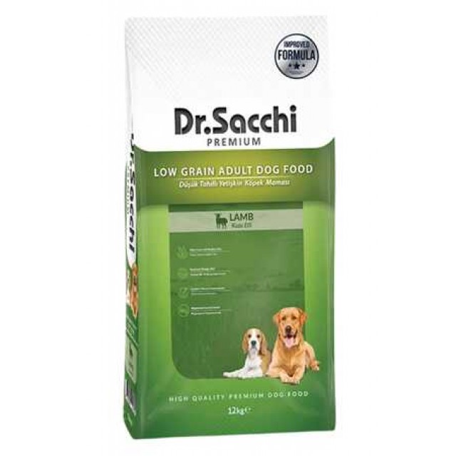 Dr.Sacchi Düşük Tahıllı Kuzu Etli Yetişkin Köpek Maması 12kg