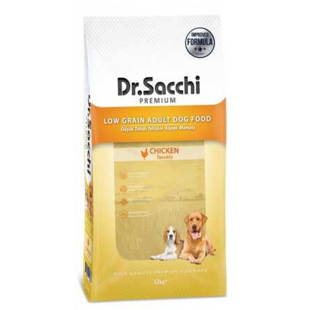 Dr.Sacchi Düşük Tahıllı Tavuklu Yetişkin Köpek Maması 12kg