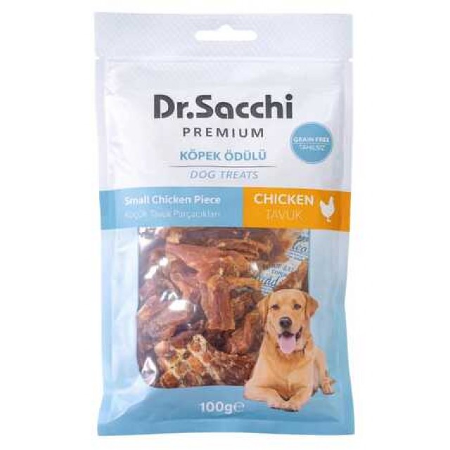 Dr.Sacchi Premium Küçük Tavuk Parçacıklı Tahılsız Köpek Ödülü 100gr