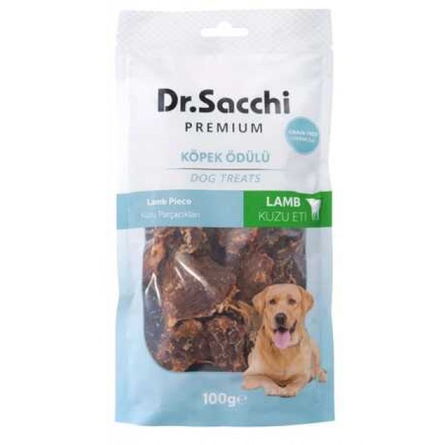 Dr.Sacchi Premium Kuzu Parçacıklı Tahılsız Köpek Ödülü 100gr