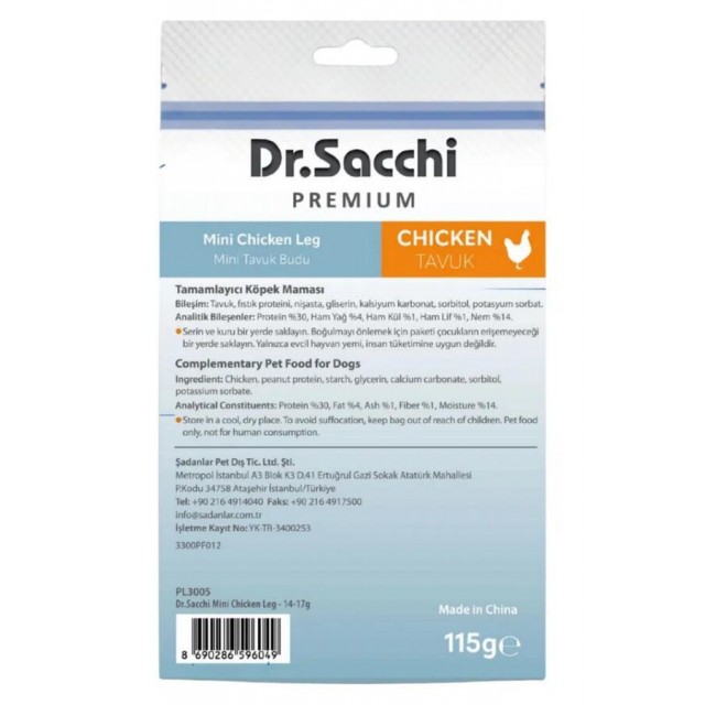 Dr.Sacchi Premium Mini Tavuk Butlu Tahılsız Köpek Ödülü 115gr