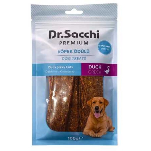 Dr.Sacchi Premium Ördek Kuru Kesim Jerky Tahılsız Köpek Ödülü 100gr