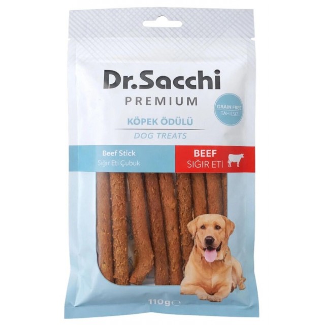 Dr.Sacchi Premium Sığır Etli Çubuk Tahılsız Köpek Ödülü 5'' 10'lu 100gr