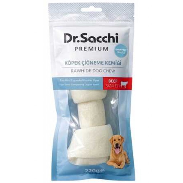 Dr.Sacchi Premium Sığır Etli Sığır Derisi Genişletilmiş Düğüm Kemik Tahılsız Köpek Ödülü 10-11'' 220gr