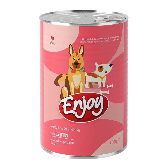 Enjoy Sos İçinde Kuzu Etli Yetişkin Köpek Konservesi 400gr