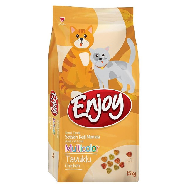 Enjoy MultiColor Renkli Taneli Tavuklu Yetişkin Kedi Maması 15kg