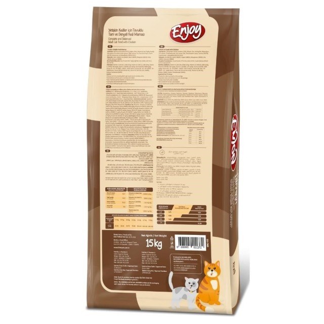 Enjoy Tavuklu Yetişkin Kedi Maması 15 kg