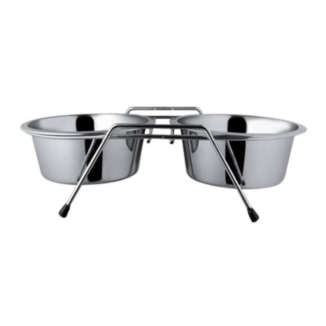 EuroDog Ayaklı İkili Metal Kedi ve Köpek Mama Su Kabı 2x1450 ml 25 cm