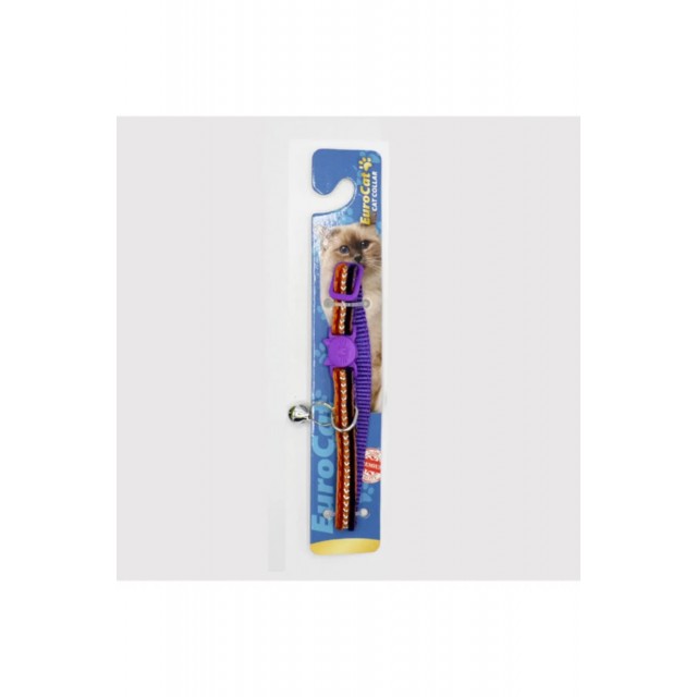 Eurodog Mor Desenli Kedi Tasması 10mm28cm
