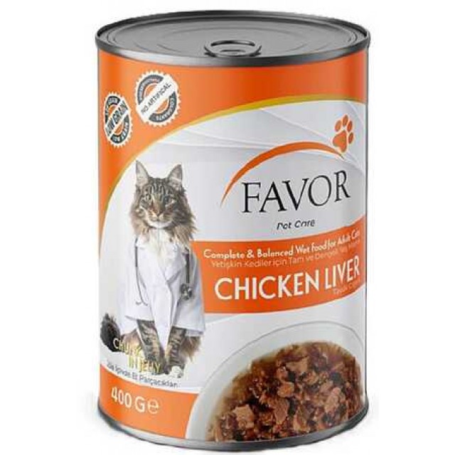 Favor Tavuklu Ciğerli Yetişkin Kedi Konservesi 400gr