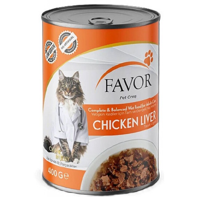Favor Tavuklu Ciğerli Yetişkin Kedi Konservesi 400gr