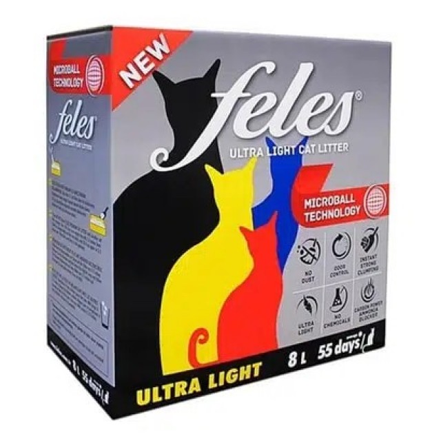 Feles Ultra Light Karbonlu Tozsuz Topaklaşan Kedi Kumu 8 Lt
