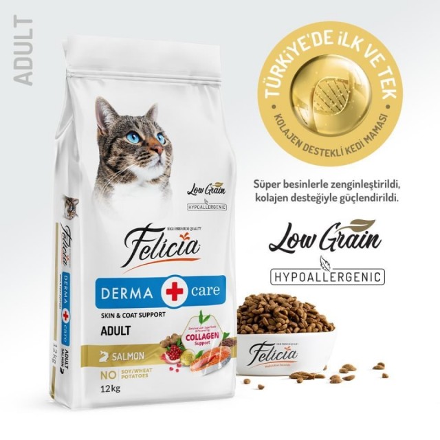 Felicia Az Tahıllı Yetişkin Somonlu HypoAllergenic Kedi Maması 12 kg