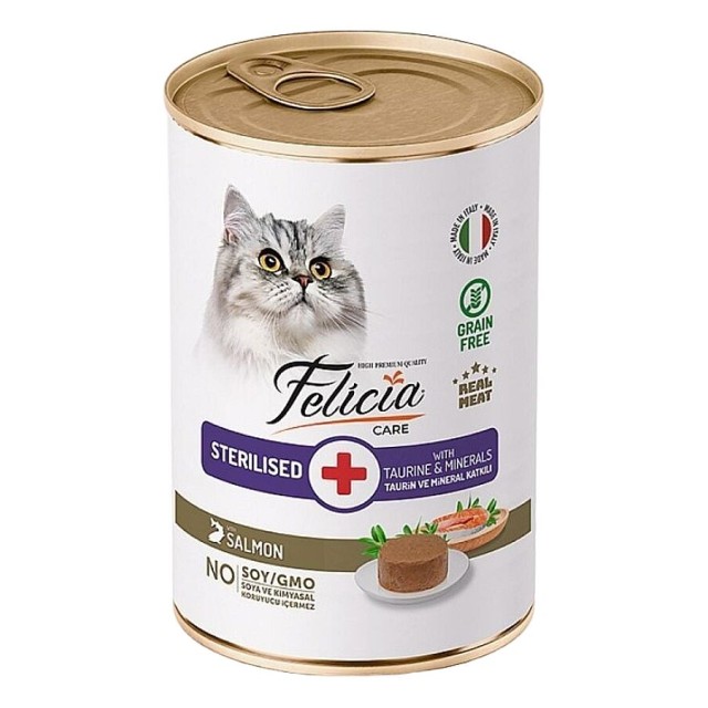 Felicia Tahılsız Somonlu Kısırlaştırılmış Yetişkin Kedi Konservesi 400gr