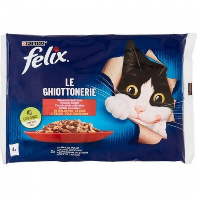 Felix Multipack Sığır Etli ve Tavuklu Yetişkin Kedi Yaş Maması 4x85 Gr