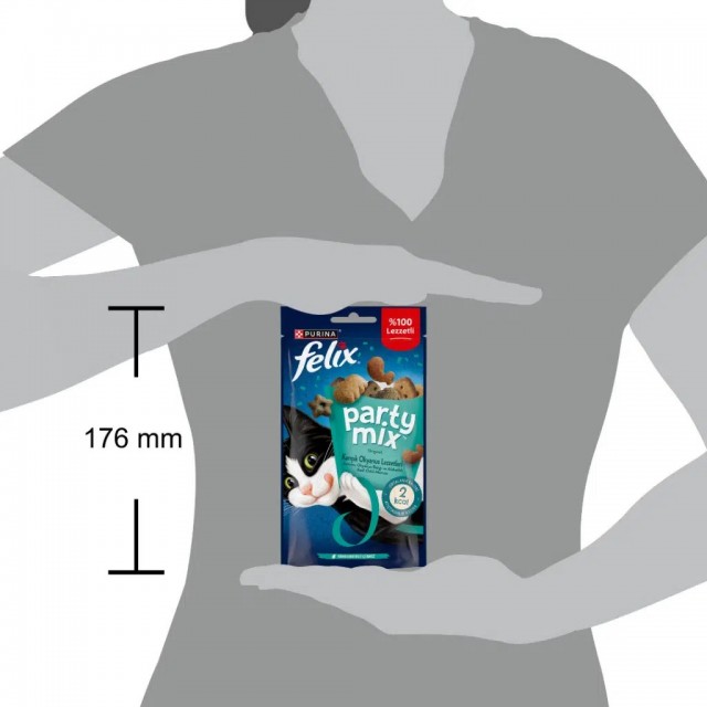 Felix Party Mix Karışık Okyanus Lezzetleri Somon Okyanus Balığı ve Alabalıklı Kedi Ödülü 8x60 Gr